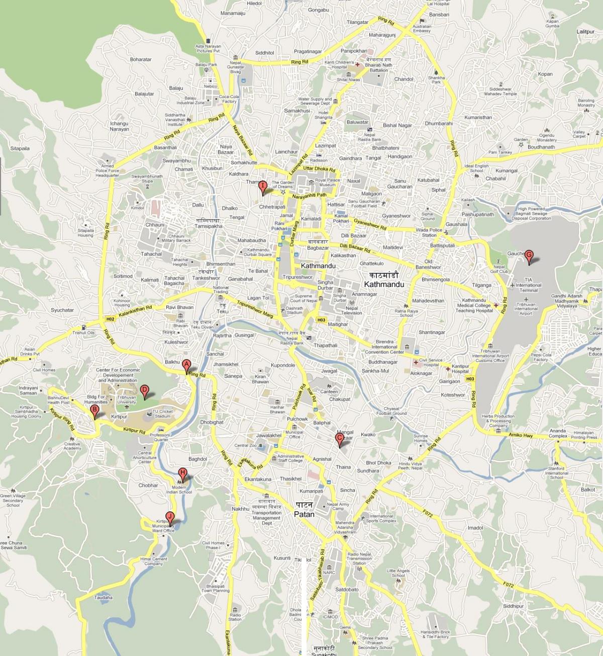 Carte de ktm népal