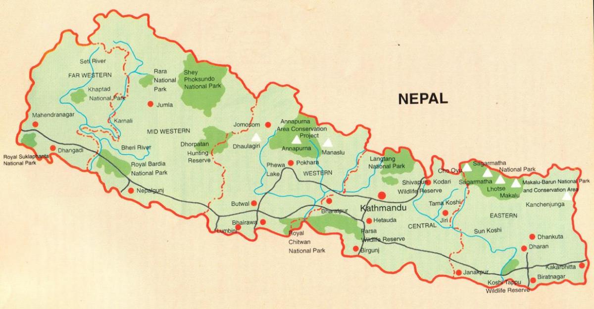 Carte touristique de pokhara, népal