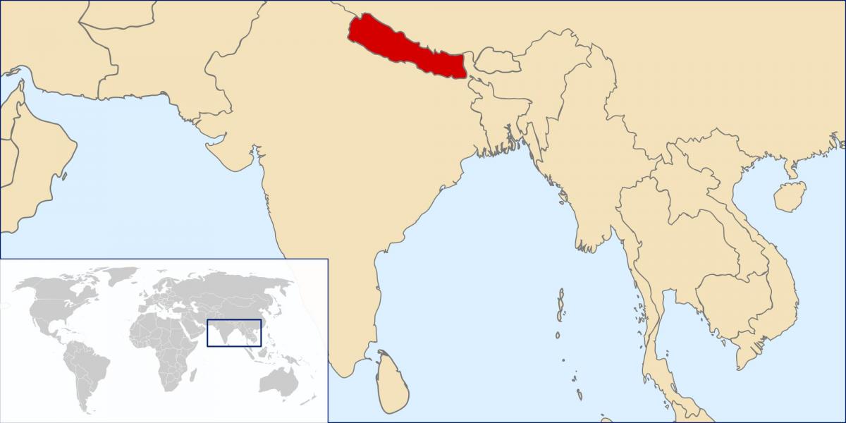 Carte du népal emplacement sur le monde