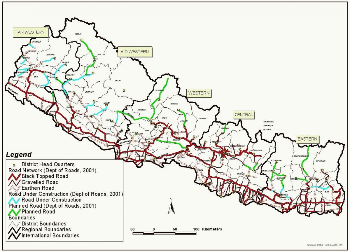 Carte du népal fast track de la route