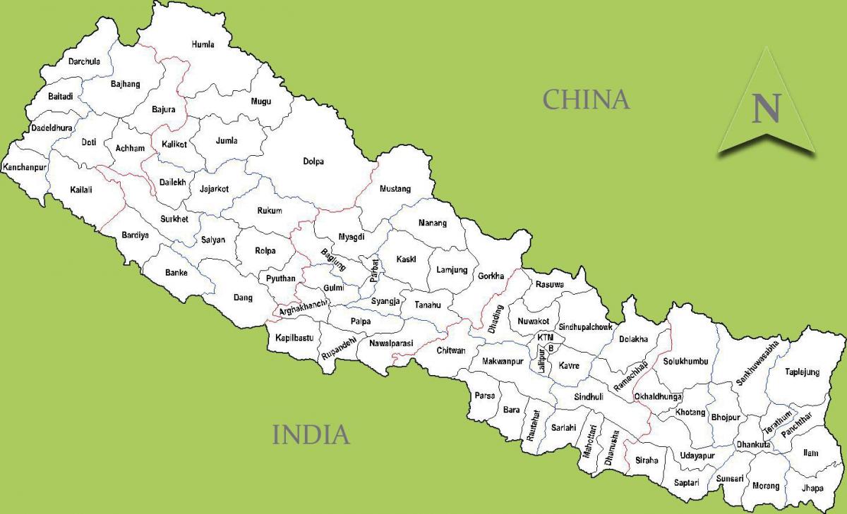 népal carte avec les villes
