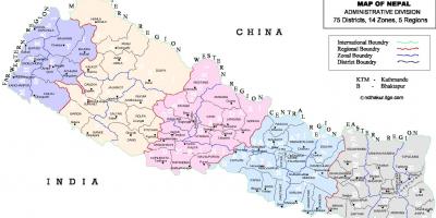 Népal carte politique avec les districts