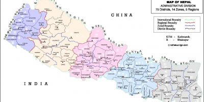 Népal tous les districts de la carte