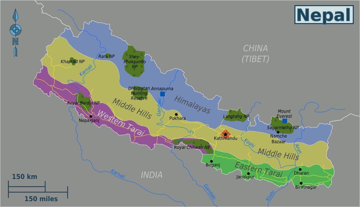 La carte d'origine népal