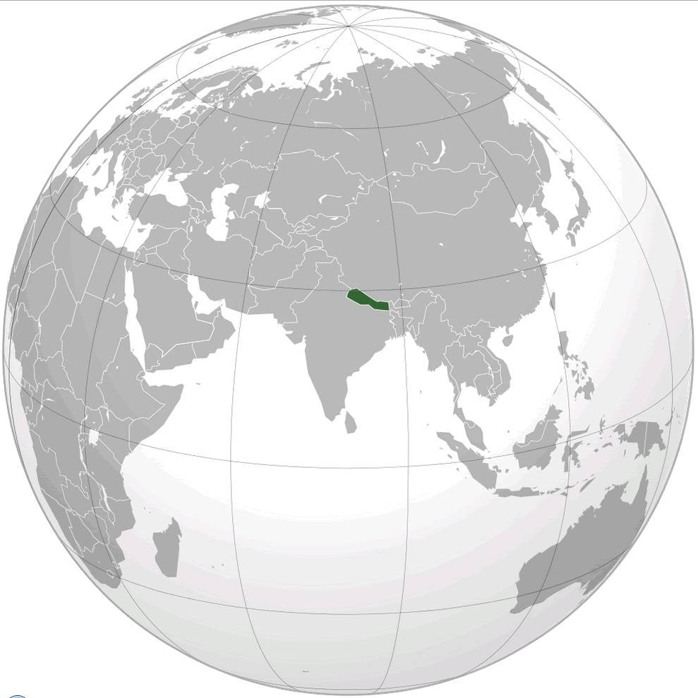 Carte de la terre du népal