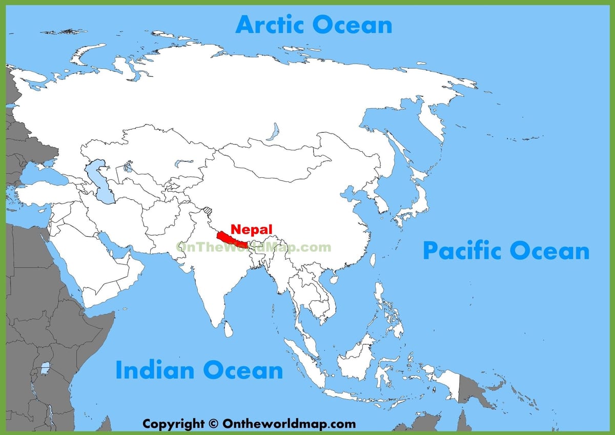au népal, en asie carte