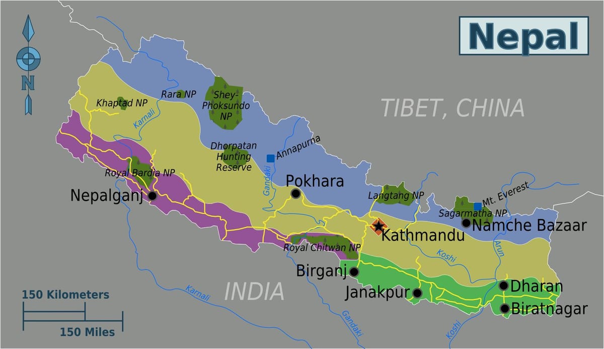 carte géographique du népal