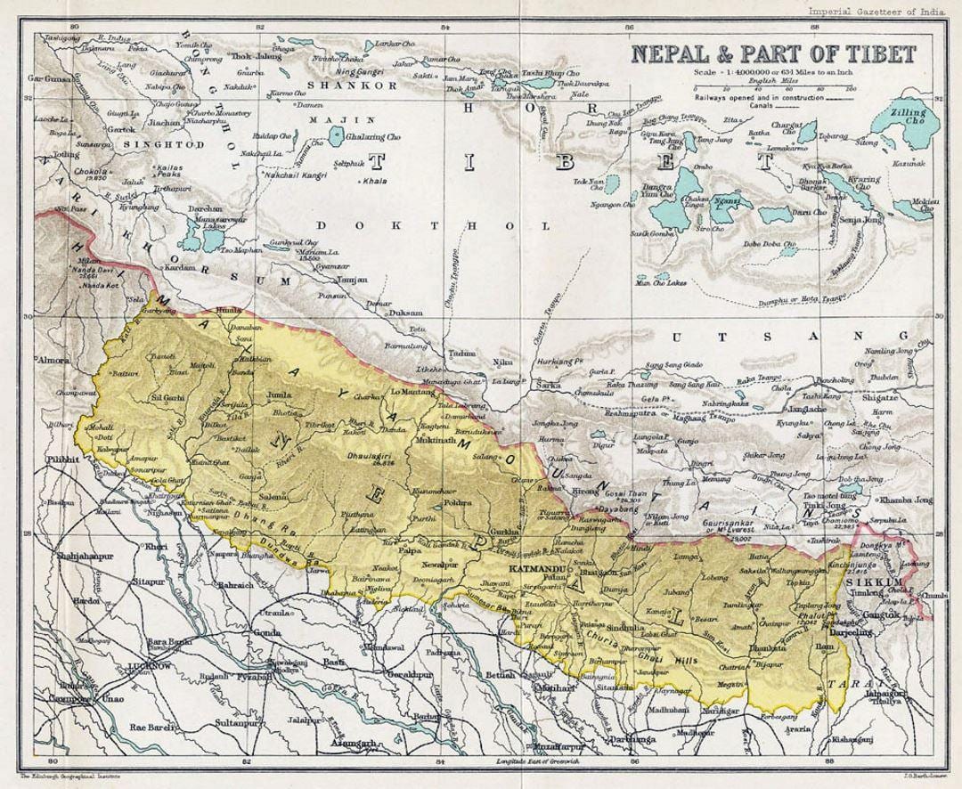 très vieille carte du népal