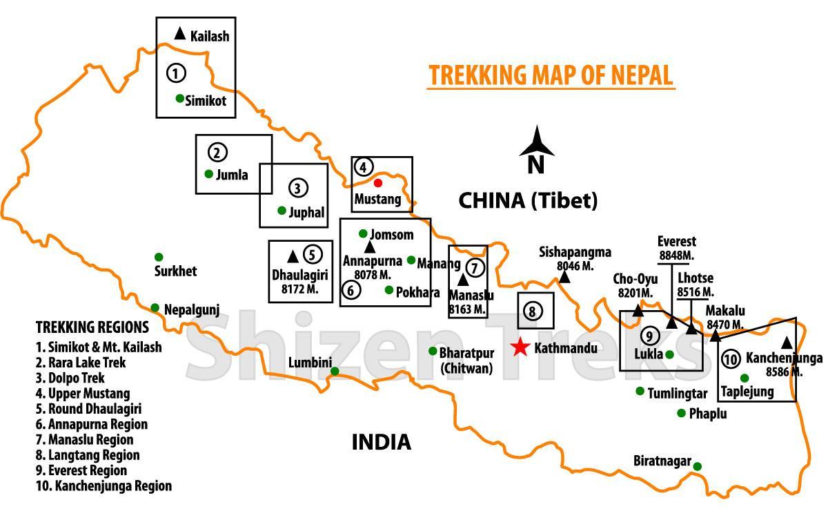 népal trek carte