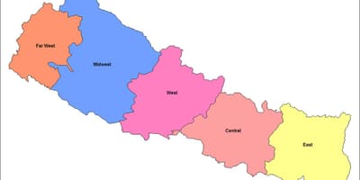 Carte de l'est de la région de développement du népal