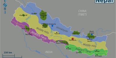 La carte d'origine népal