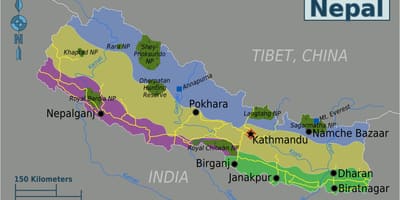 Le mont everest au népal carte