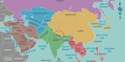 Carte du népal et les pays environnants